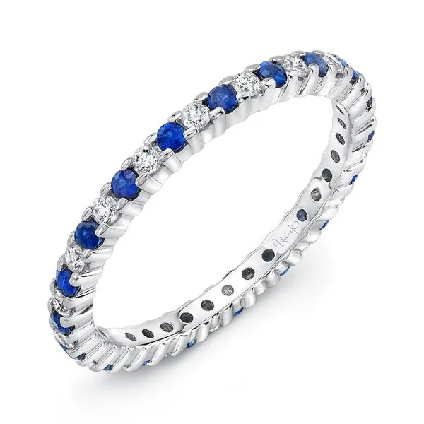 Uneek Precious Collection Straight Round Blue Sapphire Eternity Ring Diamond Source Jewelers Greenwood Village, CO