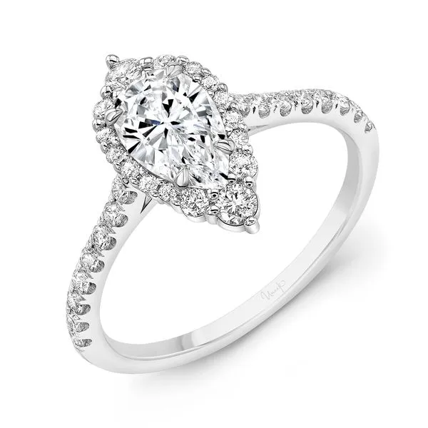 Uneek Petals Collection Halo Pear Engagement Ring Diamond Source Jewelers Greenwood Village, CO