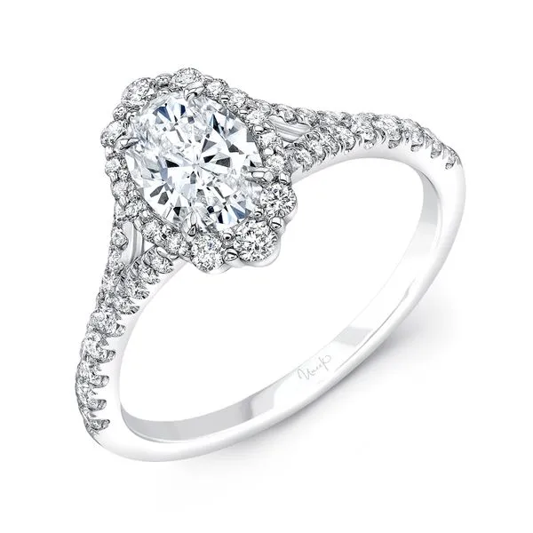 Uneek Petals Collection Halo Oval Engagement Ring Diamond Source Jewelers Greenwood Village, CO