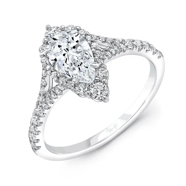 Uneek Petals Collection Halo Pear Engagement Ring Diamond Source Jewelers Greenwood Village, CO