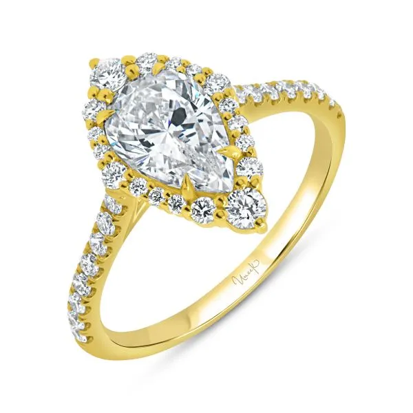 Uneek Petals Collection Halo Pear Engagement Ring Diamond Source Jewelers Greenwood Village, CO