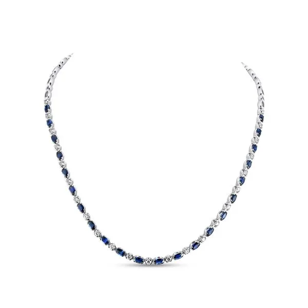 Uneek Precious Collection Oval Blue Sapphire Link Necklace Quest Fine Jewelers Fairfax, VA