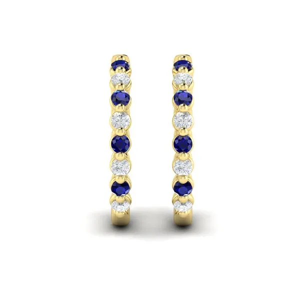 Diamond and Blue Sapphire  Twist Hoop Earrings Image 2 James & Williams Jewelers Berwyn, IL