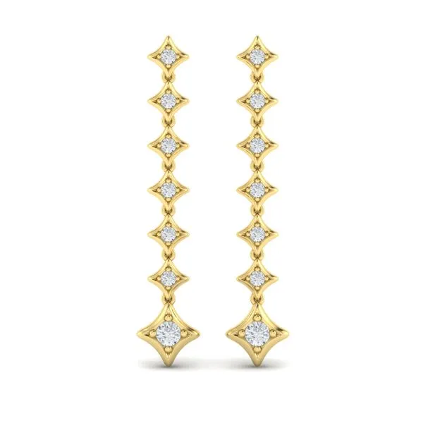 Diamond Vlora Star Long Drop Statement Earrings Image 2 James & Williams Jewelers Berwyn, IL