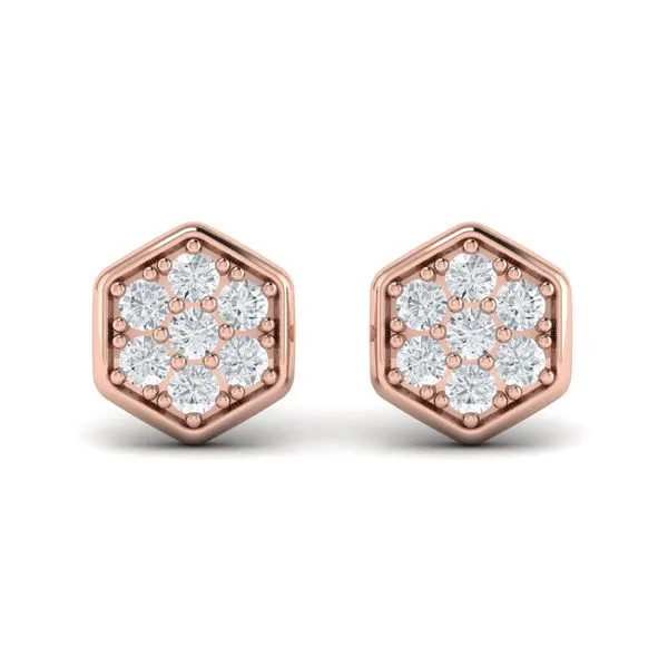 Diamond Cluster Honeycomb Stud Earrings Image 2 James & Williams Jewelers Berwyn, IL