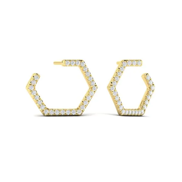 Diamond Forward-Facing Honeycomb Open Hoop Earrings James & Williams Jewelers Berwyn, IL