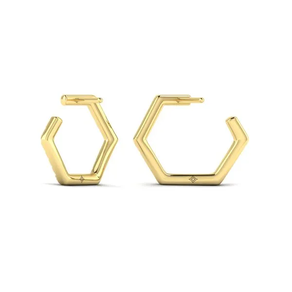 Diamond Forward-Facing Honeycomb Open Hoop Earrings Image 3 James & Williams Jewelers Berwyn, IL