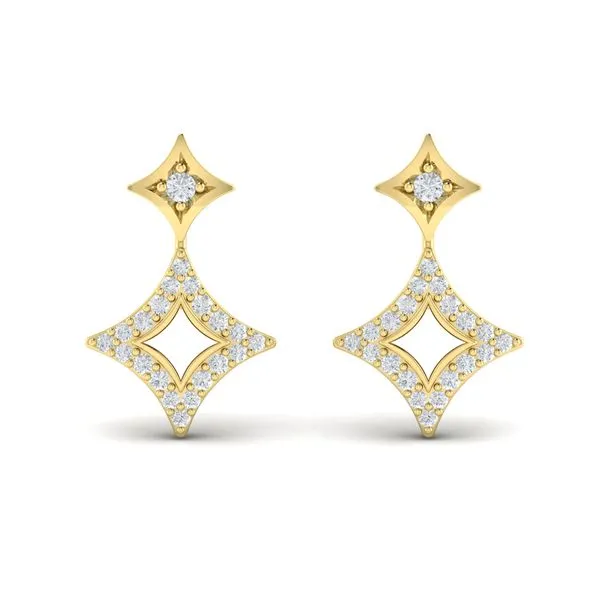 Diamond Double Vlora Star Open Motif Drop Stud Earrings Image 2 James & Williams Jewelers Berwyn, IL