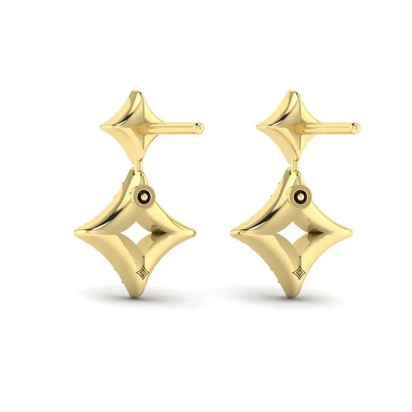 Diamond Double Vlora Star Open Motif Drop Stud Earrings Image 3 James & Williams Jewelers Berwyn, IL