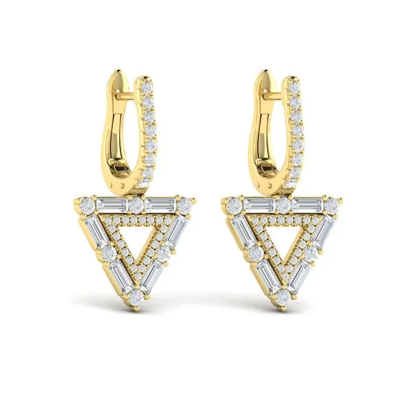 Diamond Baguette Double Trinity Huggie Earrings James & Williams Jewelers Berwyn, IL