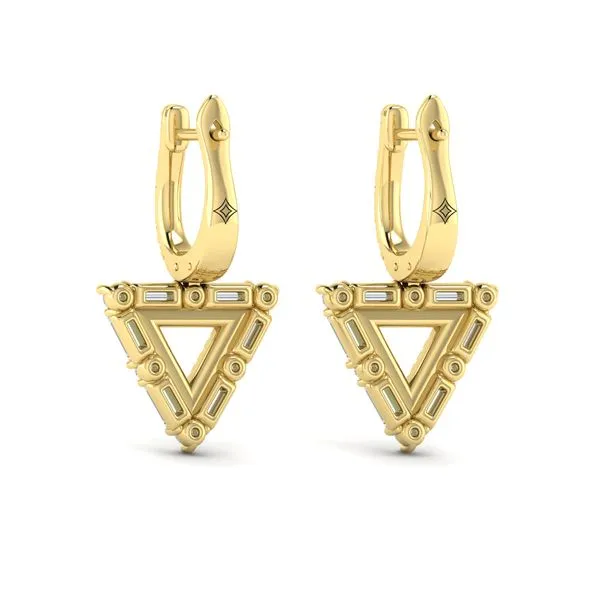 Diamond Baguette Double Trinity Huggie Earrings Image 3 James & Williams Jewelers Berwyn, IL