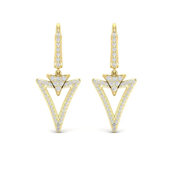 Diamond Open Double Trinity Huggie Earrings Image 2 James & Williams Jewelers Berwyn, IL
