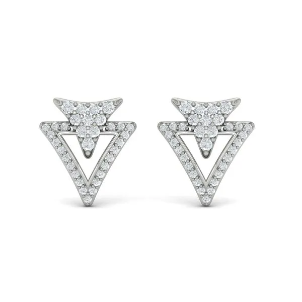 Diamond Double Trinity Open Stud Earrings Image 2 James & Williams Jewelers Berwyn, IL