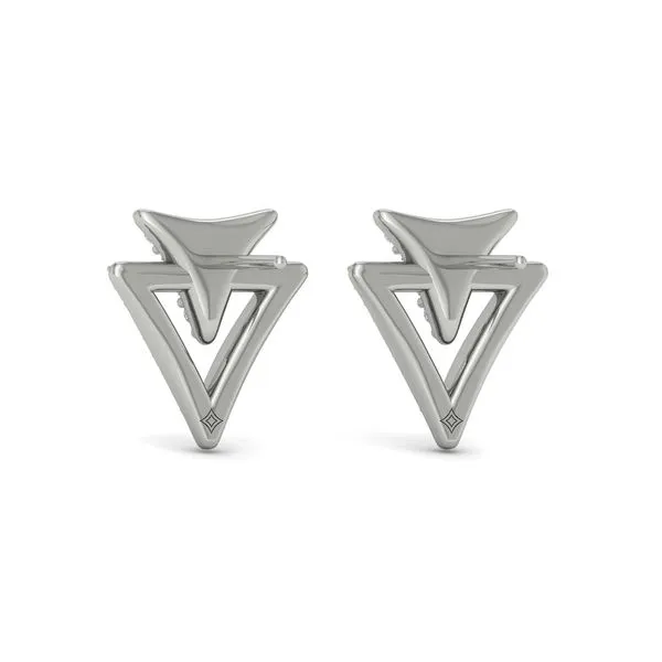 Diamond Double Trinity Open Stud Earrings Image 3 James & Williams Jewelers Berwyn, IL