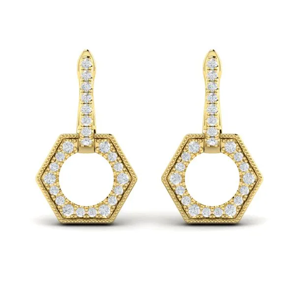 Diamond Open Honeycomb Drop Earrings Image 2 James & Williams Jewelers Berwyn, IL