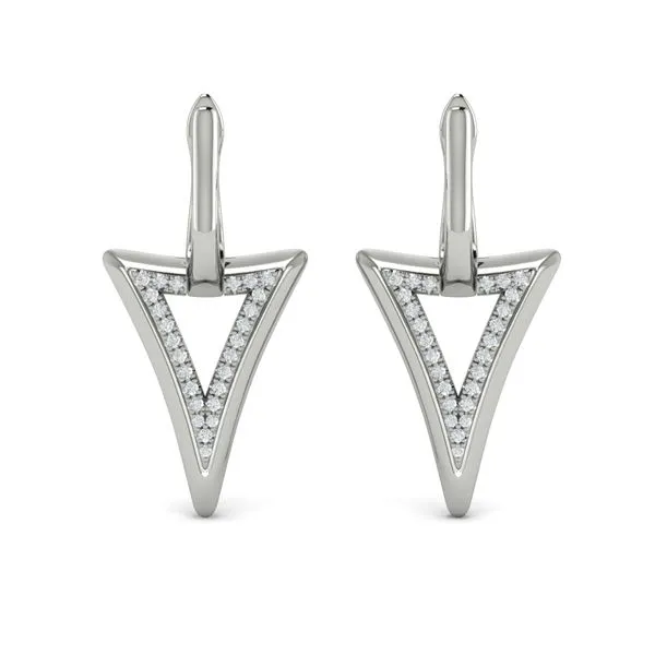 Diamond Open Double Trinity Huggie Earrings Image 2 James & Williams Jewelers Berwyn, IL