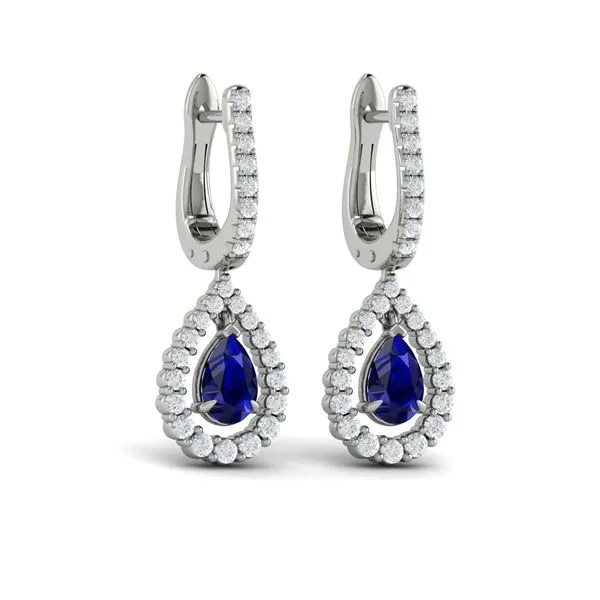 Tear Drop Sapphire and Diamond Earrings James & Williams Jewelers Berwyn, IL