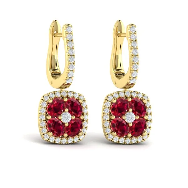 Cushion Diamond and Multi Ruby Earrings James & Williams Jewelers Berwyn, IL