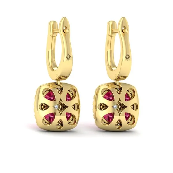 Cushion Diamond and Multi Ruby Earrings Image 3 James & Williams Jewelers Berwyn, IL