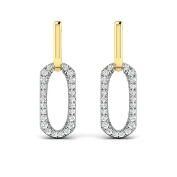 Diamond North South Open Oval Pendant Link Earrings Image 2 James & Williams Jewelers Berwyn, IL