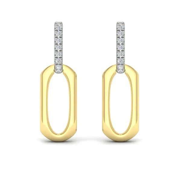 Diamond Accent North South Open Oval Pendant Link Earrings Image 2 James & Williams Jewelers Berwyn, IL