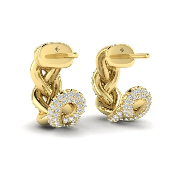 Alternating Diamond Twist Huggie Hoop Earrings Image 3 James & Williams Jewelers Berwyn, IL