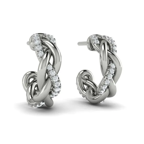 Alternating Diamond Twist Huggie Hoop Earrings James & Williams Jewelers Berwyn, IL