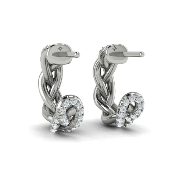 Alternating Diamond Twist Huggie Hoop Earrings Image 3 James & Williams Jewelers Berwyn, IL