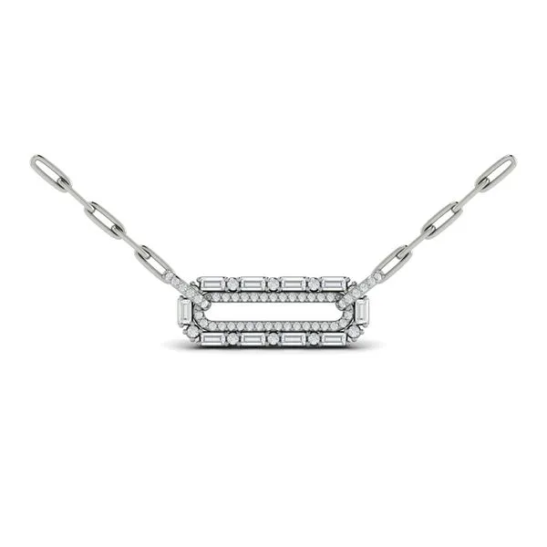 Diamond Baguette Double Row Link Necklace Image 2 James & Williams Jewelers Berwyn, IL