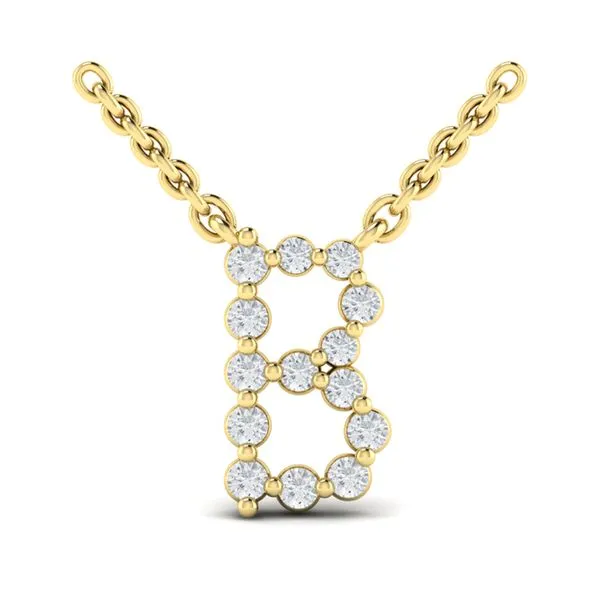 Diamond  Alphabet Pendant Necklace, B Image 2 James & Williams Jewelers Berwyn, IL