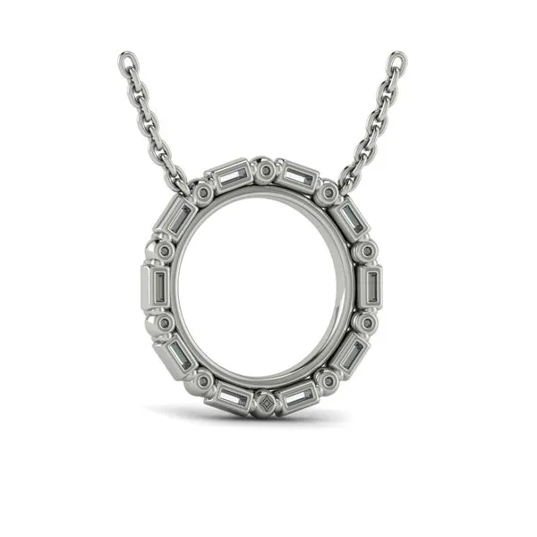 Diamond Baguette Double Open Circle Pendant Necklace  Image 3 James & Williams Jewelers Berwyn, IL