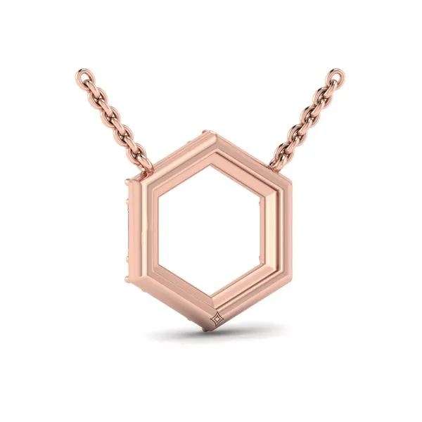Diamond Baguette Open Honeycomb Pendant Necklace Image 3 James & Williams Jewelers Berwyn, IL