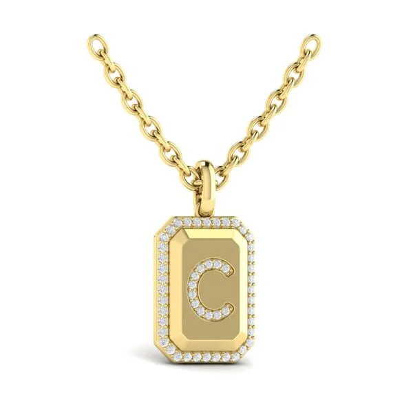 Diamond Medallion Alphabet Pendant Link Necklace, C James & Williams Jewelers Berwyn, IL