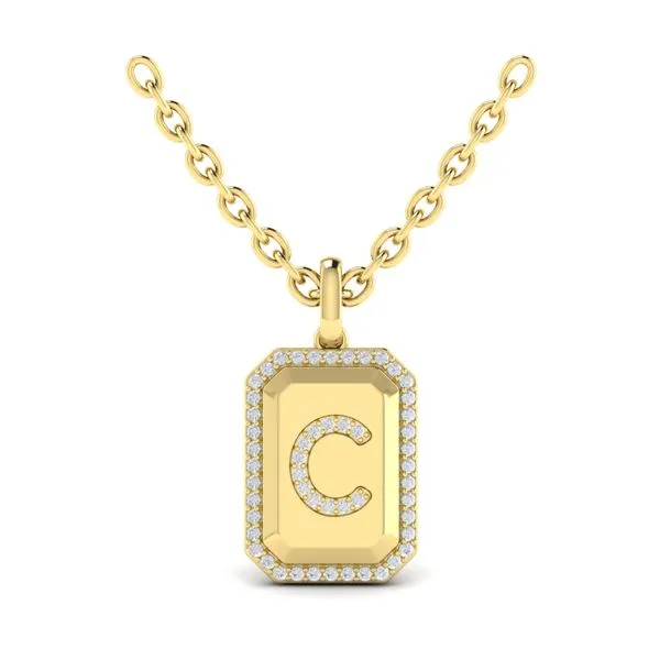 Diamond Medallion Alphabet Pendant Link Necklace, C Image 2 James & Williams Jewelers Berwyn, IL