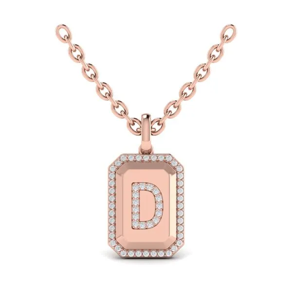 Diamond Medallion Alphabet Pendant Link Necklace, D Image 2 James & Williams Jewelers Berwyn, IL