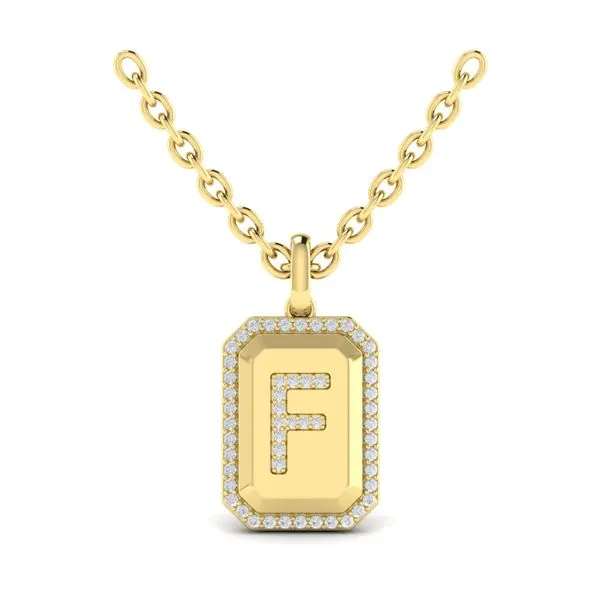 Diamond Medallion Alphabet Pendant Link Necklace, F Image 2 James & Williams Jewelers Berwyn, IL