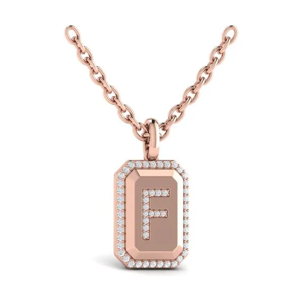 Diamond Medallion Alphabet Pendant Link Necklace, F James & Williams Jewelers Berwyn, IL