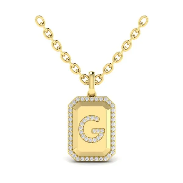 Diamond Medallion Alphabet Pendant Link Necklace, G Image 2 James & Williams Jewelers Berwyn, IL