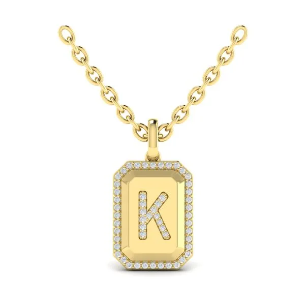 Diamond Medallion Alphabet Pendant Link Necklace, K Image 2 James & Williams Jewelers Berwyn, IL