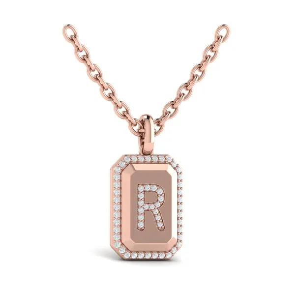 Diamond Medallion Alphabet Pendant Link Necklace, R James & Williams Jewelers Berwyn, IL