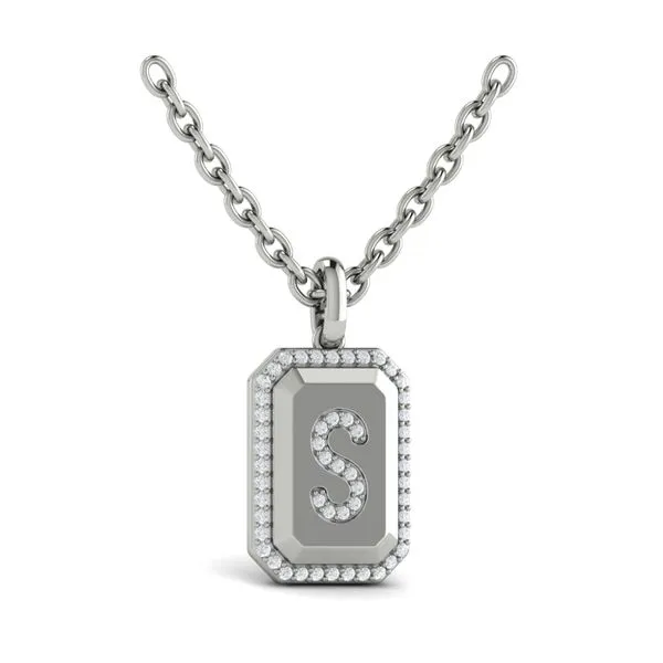 Diamond Medallion Alphabet Pendant Link Necklace, S James & Williams Jewelers Berwyn, IL