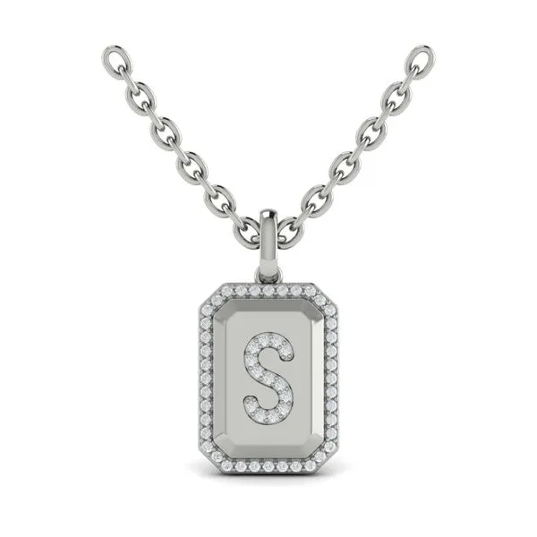 Diamond Medallion Alphabet Pendant Link Necklace, S Image 2 James & Williams Jewelers Berwyn, IL