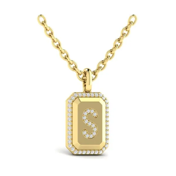 Diamond Medallion Alphabet Pendant Link Necklace, S James & Williams Jewelers Berwyn, IL