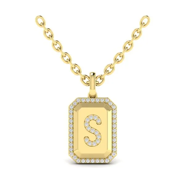 Diamond Medallion Alphabet Pendant Link Necklace, S Image 2 James & Williams Jewelers Berwyn, IL