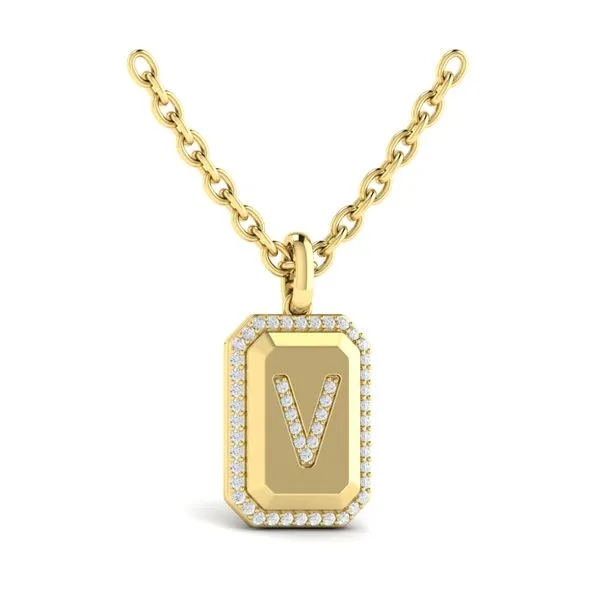 Diamond Medallion Alphabet Pendant Link Necklace, V James & Williams Jewelers Berwyn, IL
