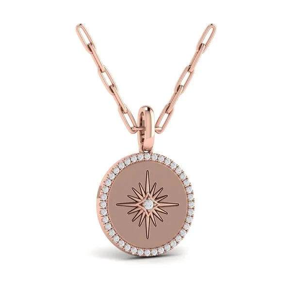 Center Starburst Diamond and Bezel Pendant Necklace James & Williams Jewelers Berwyn, IL
