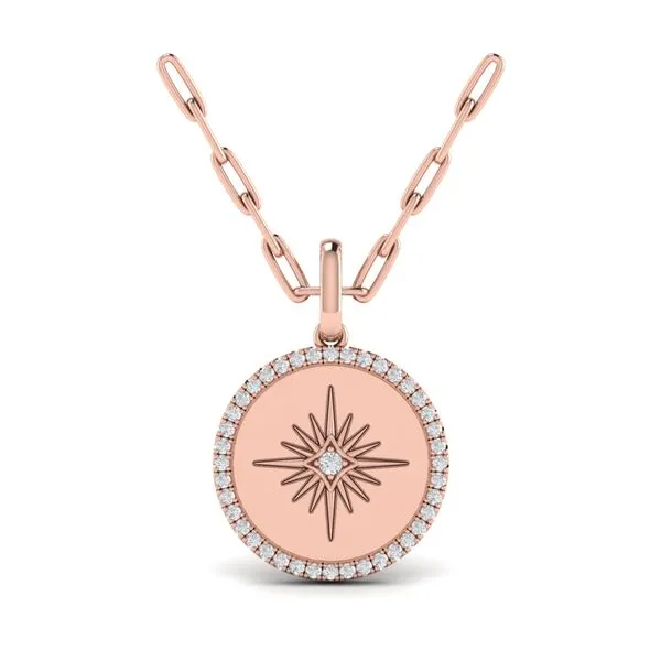 Center Starburst Diamond and Bezel Pendant Necklace Image 2 James & Williams Jewelers Berwyn, IL