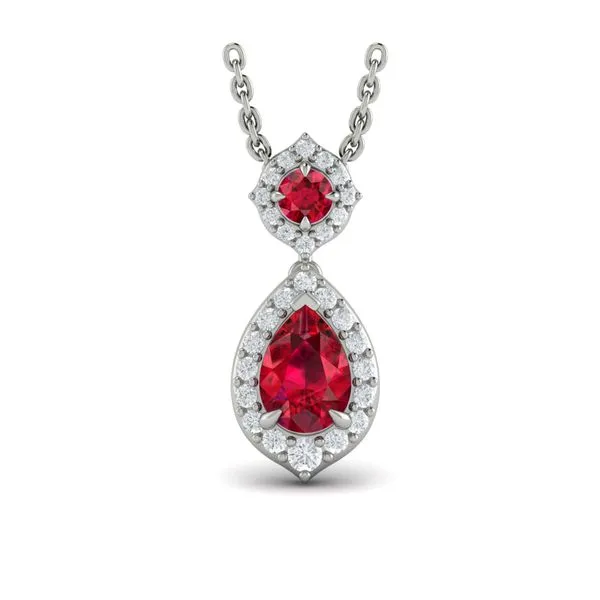 Tear Drop Ruby and Diamond Pendant Image 2 James & Williams Jewelers Berwyn, IL