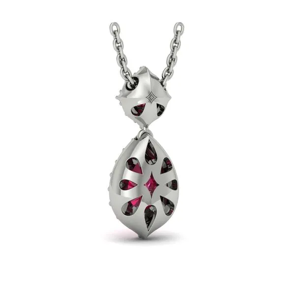 Tear Drop Ruby and Diamond Pendant Image 3 James & Williams Jewelers Berwyn, IL