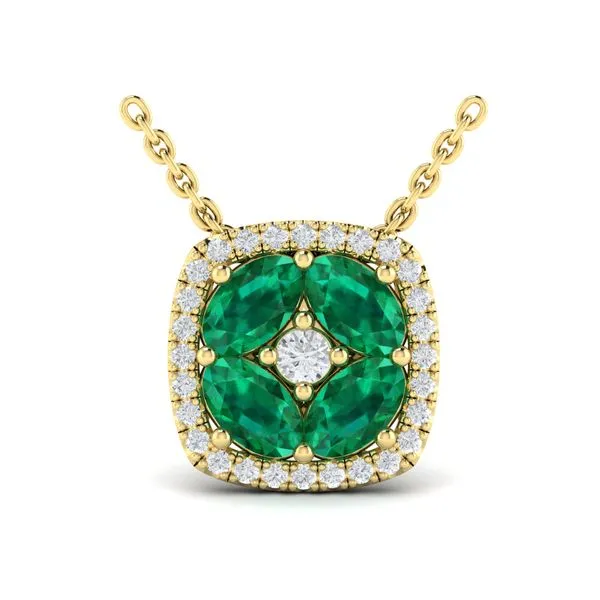 Diamond Cushion Halo and Multi Oval Emerald with Center Diamond Necklace Image 2 James & Williams Jewelers Berwyn, IL